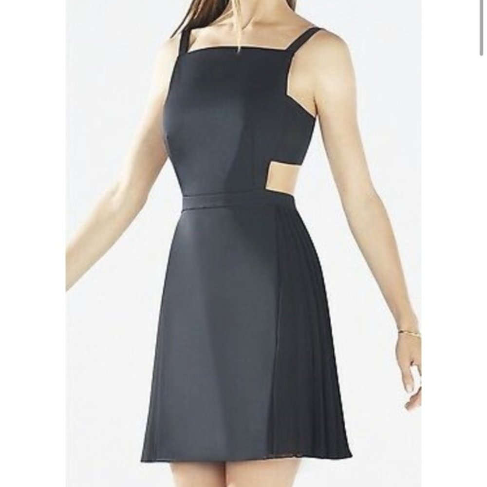 BCBG Brielle Open-Back Side Pleated Dress